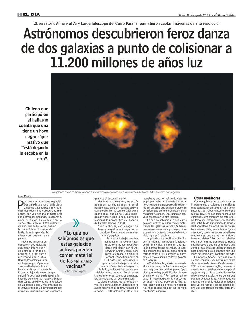 Observatorio ALMA📡 (@almaobs_esp) on Twitter photo 📡📡Estamos en <a href="/lun/">Las Últimas Noticias</a> "Observatorio ALMA y el Very Large Telescope del Cerro Paranal permitieron captar imágenes de alta resolución". 📡📡Estamos en <a href="/lun/">Las Últimas Noticias</a> "Observatorio ALMA y el Very Large Telescope del Cerro Paranal permitieron captar imágenes de alta resolución".