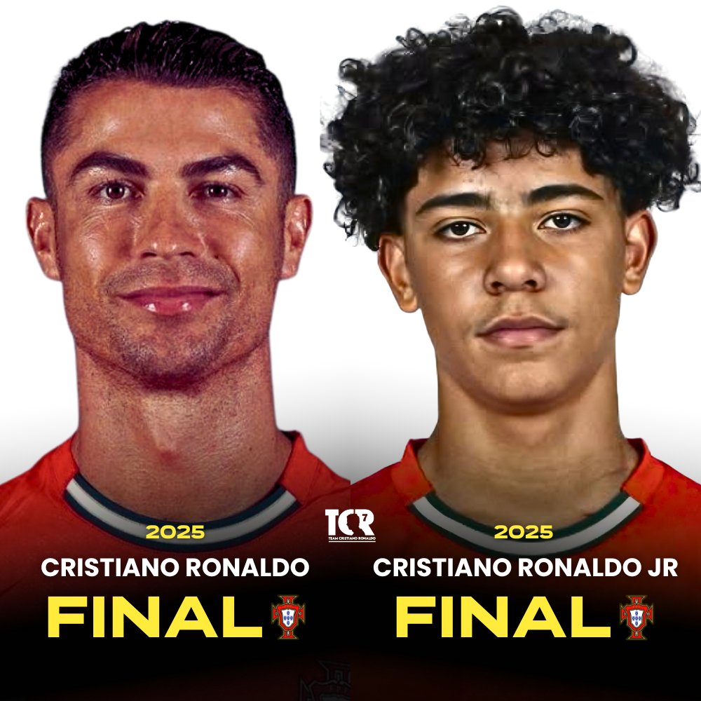 TeamCRonaldo's tweet photo. Cristiano Sr. and Cristiano Jr. have both reached a final with the Portugal NT in 2025. 🇵🇹❤️ https://t.co/2aR8JD9D8d