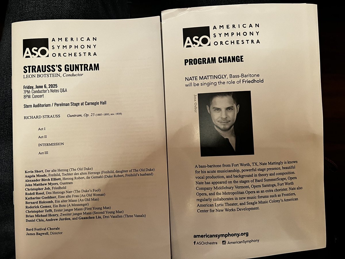 Peter Brase (@romapete) on Twitter photo Tonight to <a href="/carnegiehall/">Carnegie Hall</a> for the <a href="/ASOrch/">American Symphony</a> performance of Strauss’s first opera, Guntram. Many familiar names here. My 14th new opera of the 24-25 season. Tx3 to all! Tonight to <a href="/carnegiehall/">Carnegie Hall</a> for the <a href="/ASOrch/">American Symphony</a> performance of Strauss’s first opera, Guntram. Many familiar names here. My 14th new opera of the 24-25 season. Tx3 to all!