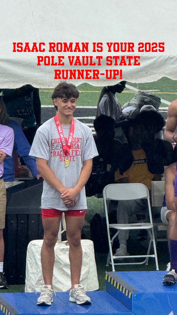 Sophomore Isaac Roman is your 2025 IHSAA Pole Vault State Runner-Up! Congrats Isaac! #GoDogs