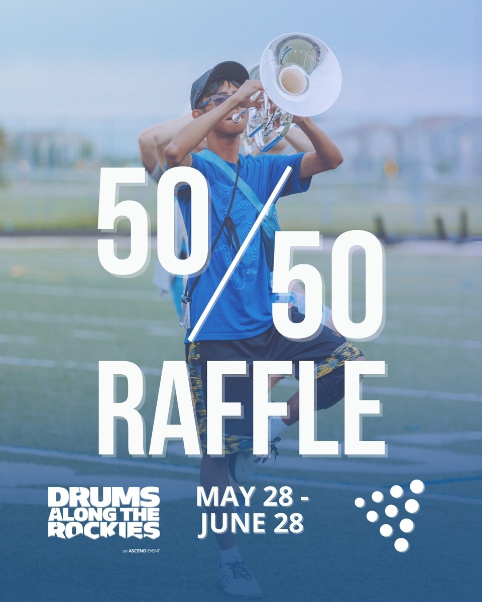 Get your 50/50 raffle tickets in time for Drums Along The Rockies! 🎟️ All proceeds will go directly to Ascend Performing Arts scholarships! 🤑

Get yours today here! 👉️ go.rallyup.com/abda3b

#Raffle #BlueKnights #DrumsAlongTheRockies #DrumCorps #DCI2025