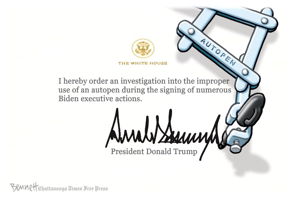BennettCartoons's tweet image. 6/7/2025- The Order #Trump #ExecutiveOrder #investigation #Autopen #WorstPresidentEver timesfreepress.com/news/2025/jun/…
