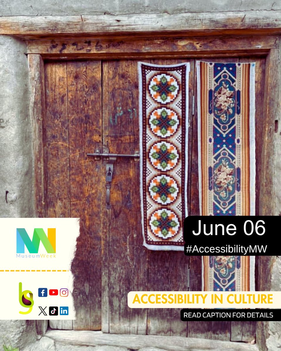 schgpk's tweet image. Let's open the doors to inclusivity for the fifth day’s topic of #MuseumWeek, which is #AccessibilityMW.

The featured image featuring a locked wooden door with woven textile artwork hanging at the front, symbolizing the importance of accessibility in culture.

Inset: ©SCHGPK