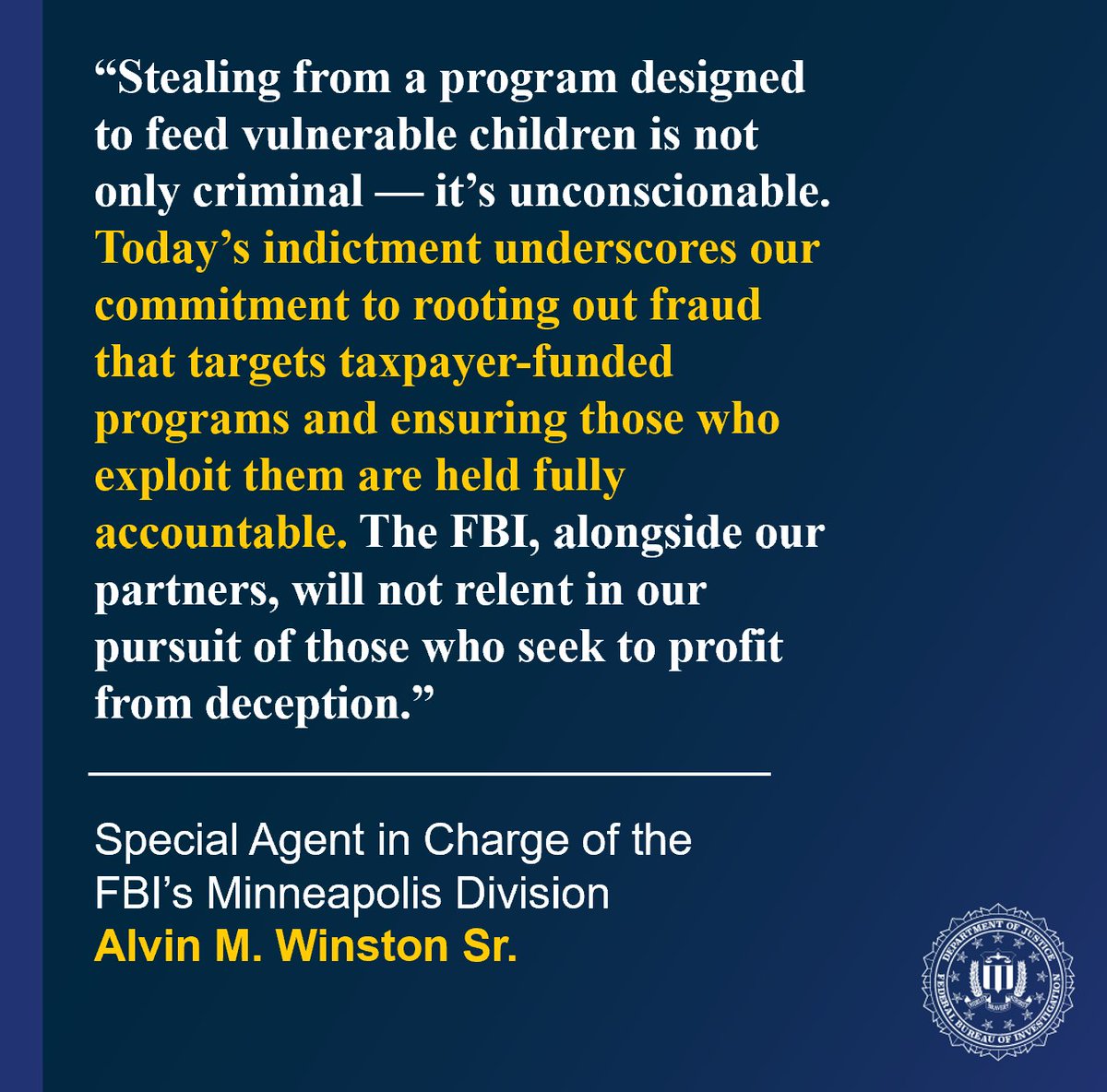 FBIMinneapolis's tweet image. The 72nd defendant, Dorothy Jean Moore, in the $250 million Feeding Our Future fraud scheme has been indicted with one count of wire fraud and one count of money laundering.
Read More: ow.ly/yfi250W5OwG