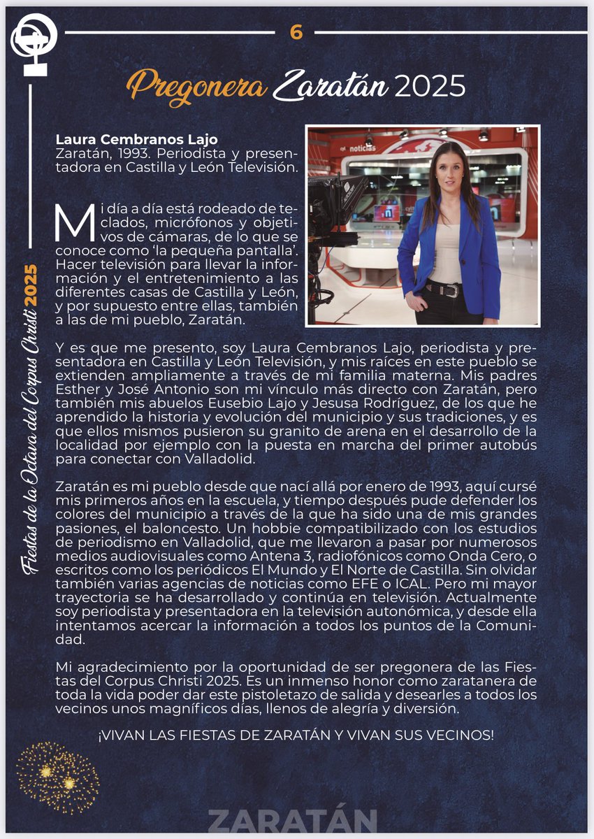 LauraCembranos's tweet photo. Llevo semanas guardándolo en secreto y no puedo negar que me hace mucha ilusión. Este año seré la pregonera de las Fiestas de mi pueblo, Zaratán! Es un placer poder inaugurarlas este año. Gracias al
@AytoZaratan por la confianza.
#FiestasDelCorpusChristi #Zaratán #2025 https://t.co/uZ1xoJ5ePV