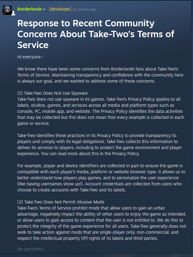 Borderlands EULA.
This is up on Steam. steamcommunity.com/app/49520/disc…