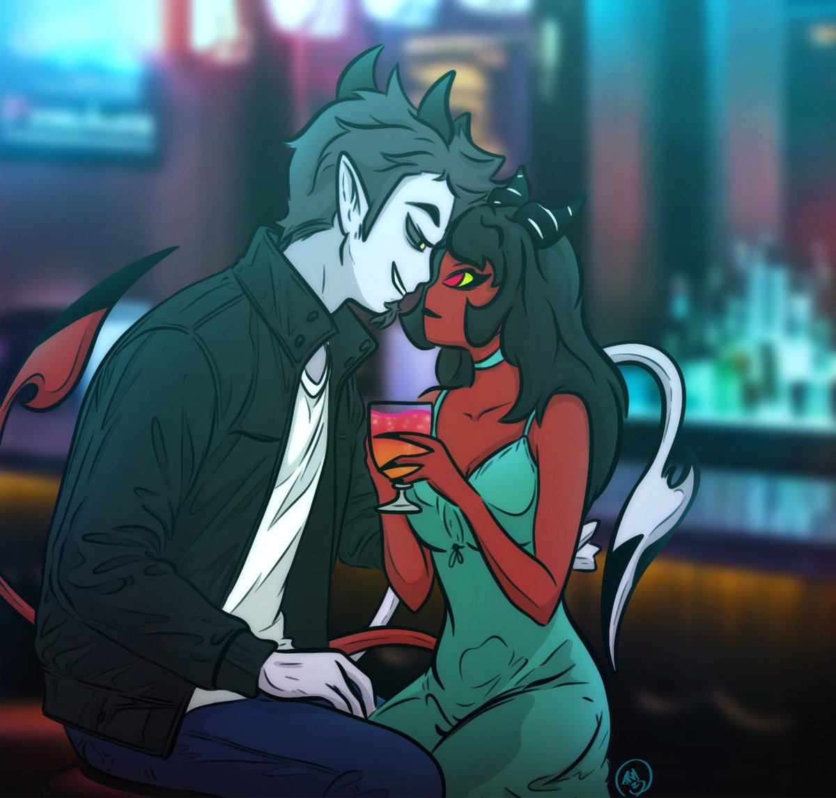 DesignsTrh's tweet image. Much needed date night? 😘
#Hellaverse #HazbinHotel #HelluvaBoss #HellaverseOC #HazbinHotelOC #HelluvaBossOC #HazbinHotelFanart #HelluvaBossFanart #impsona #Adam #fyp #fypシ #fypシviral