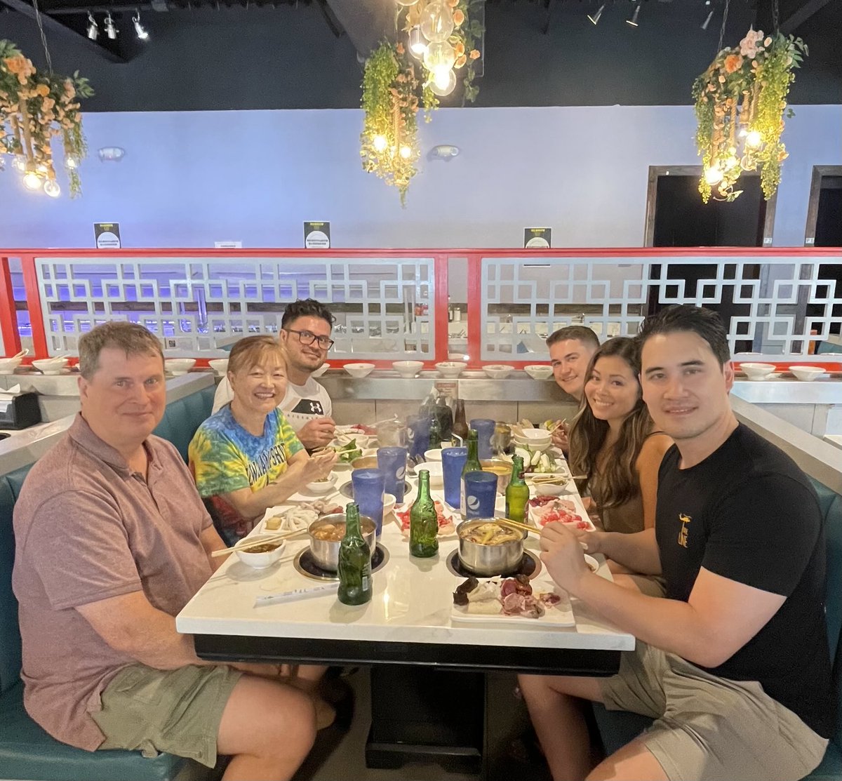 Meet Chong Qing Hot Pot in Hollywood, FL is our favorite restaurant in this area. There are a few individual broth pot with different spicy levels. Beef, seafood, various veggies &amp; noodles at $32 per person buffet price including Chinese desert will make you well feed and happy.