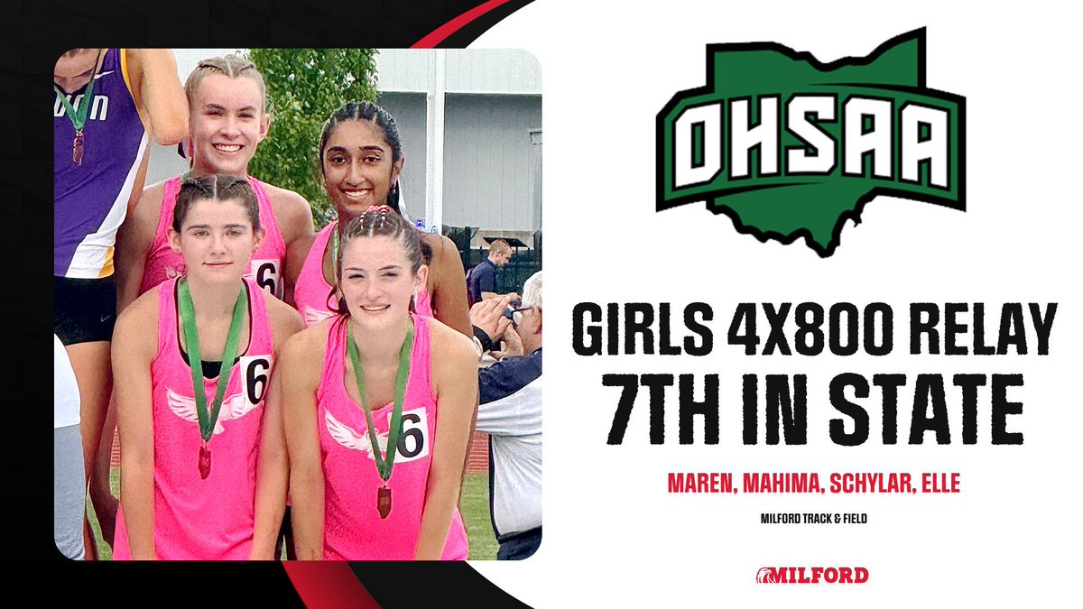 Milford_Eagles's tweet image. HISTORY MADE!!! 1st State Podium @trackfieldmhs Relay Finish in School History!!! Highest State Relay Finish in School History!  Record Holders in the 4x800 Relay!! LEGACY LEFT!!!

#TheStanardIsTheStandard

@mlaughman @BConnellysports @JWeberSports @EnquirerShelby @ClerSunSports