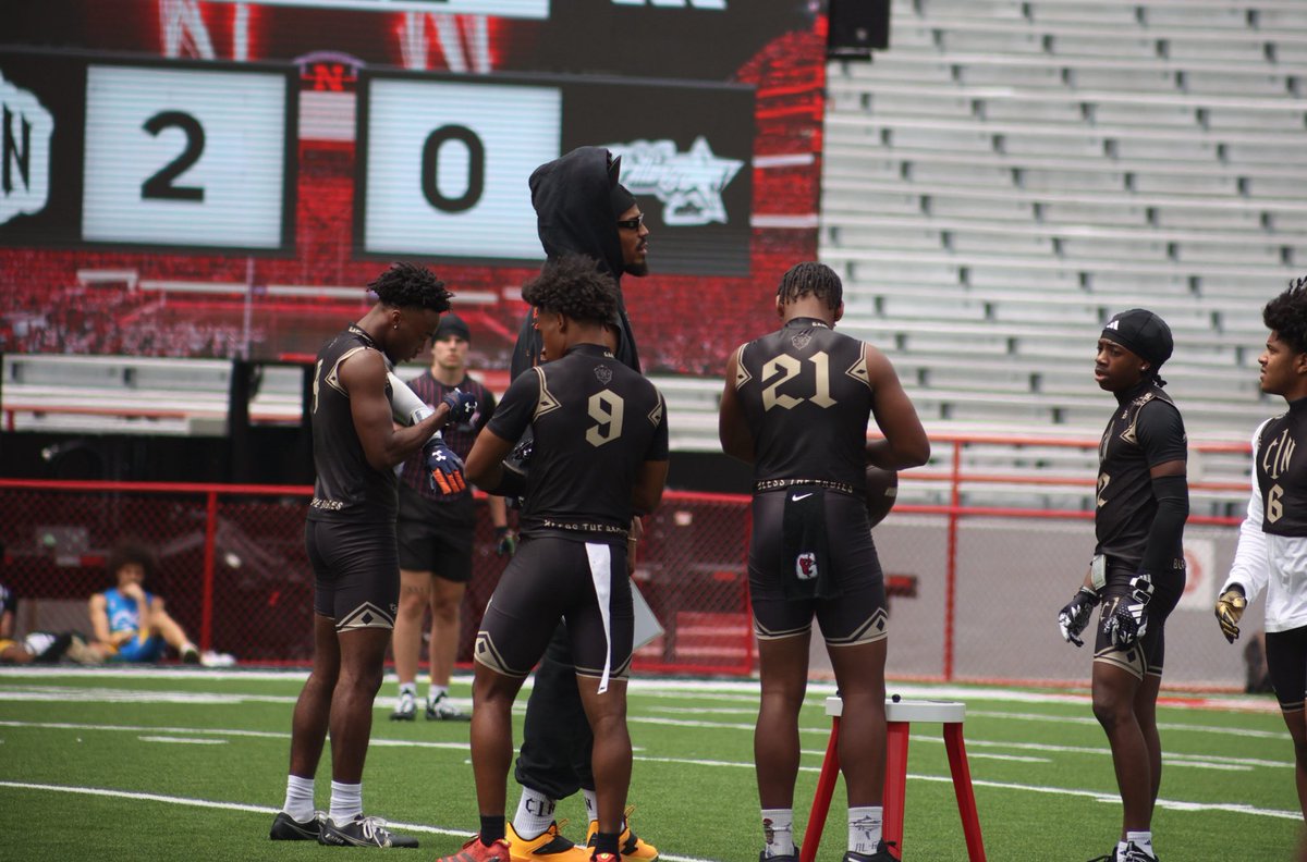 Cam Newton is here coaching his C1N team at Memorial Stadium 

Still a freak of nature