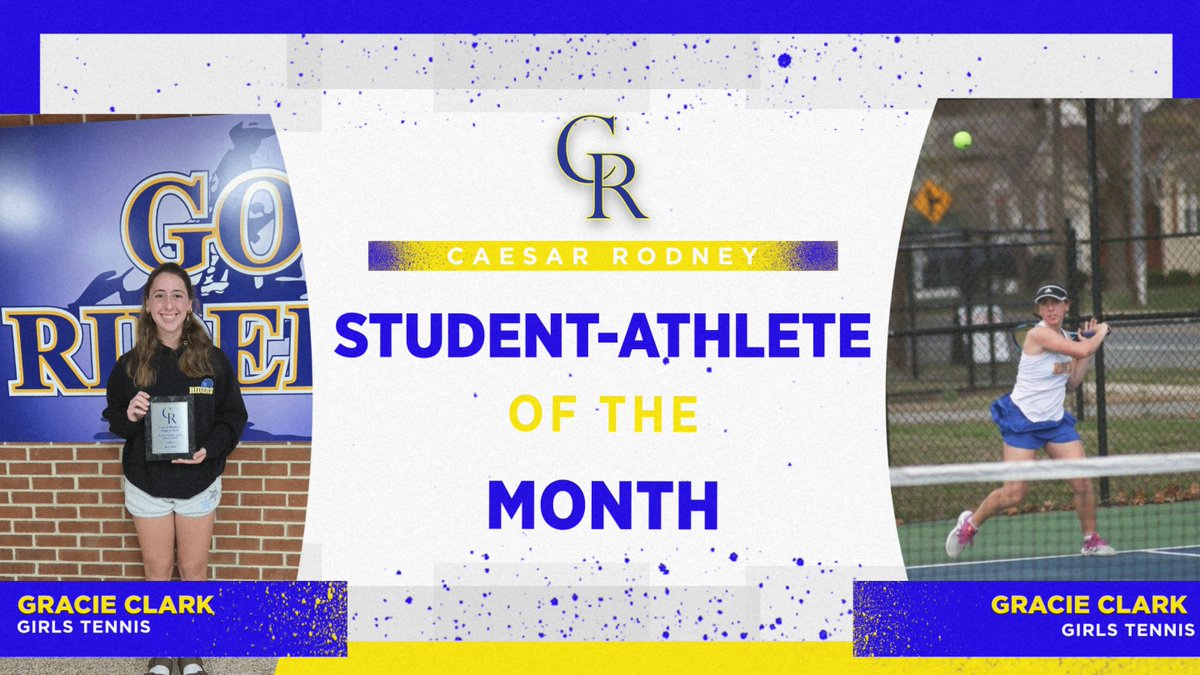 Congratulations to Gracie Clark who was selected as our May Student-Athlete of the Month!

Gracie is also the DIAA Girls Tennis 1st Singles STATE CHAMPION!

Go Gracie and Go Riders!! 🎾