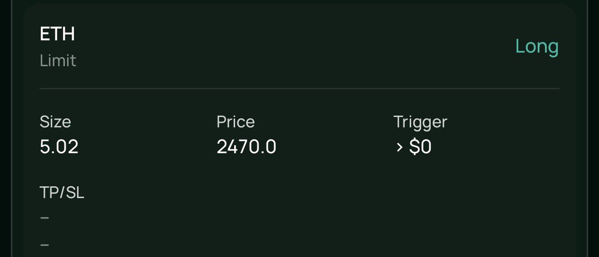 Can’t go live on <a href="/AbstractChain/">Abstract</a> right now but I have a limit buy for an ETH long at $2470 on <a href="/defidotapp/">Defi App 🎩</a> which is the greatest super app ever.

Come trade with me:👇🏻
app.defi.app/join/UqzwxQ