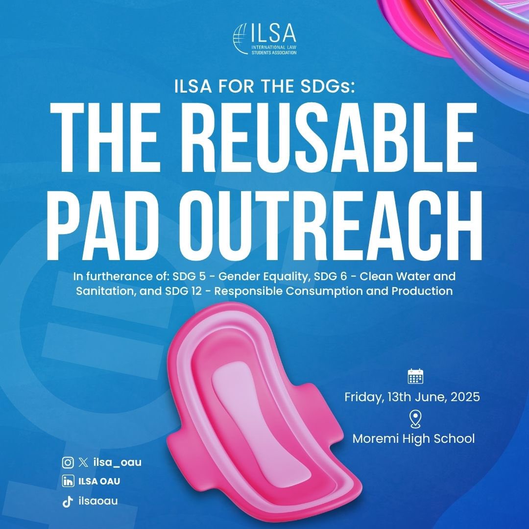 ilsa_oau's tweet photo. Sustainable Development starts with informed choices! ⚖️

ILSA OAU is proud to launch The Reusable Pad Outreach under the ILSA for the SDGs initiative — a bold step toward Gender empowerment, Sanitation, and Responsible Consumption and Production. https://t.co/P0DMOsq5eM