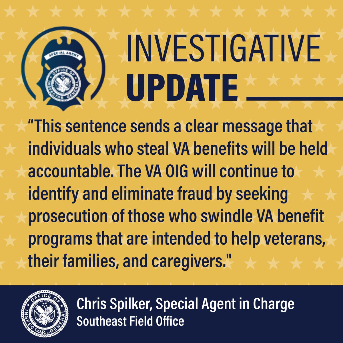 A former spouse of a veteran claimed survivor benefits, healthcare coverage, and the role of administrator of his estate after he died. Miranda Rachel Briggs, of Rincon, Georgia, was sentenced on wire fraud charges to two months imprisonment and ordered to pay more than $129,000