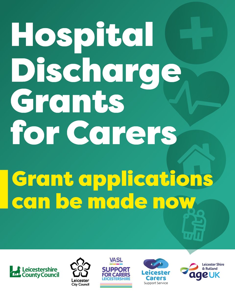 Our hospital discharge grant is available to eligible unpaid carers aged 18+ looking after an adult who has been discharged from hospital in the last 2 weeks. Visit orlo.uk/Leicestershire… or call VASL on 01858 468543; email maureen@supportforcarers.org

 <a href="/support4carers/">Support For Carers</a>