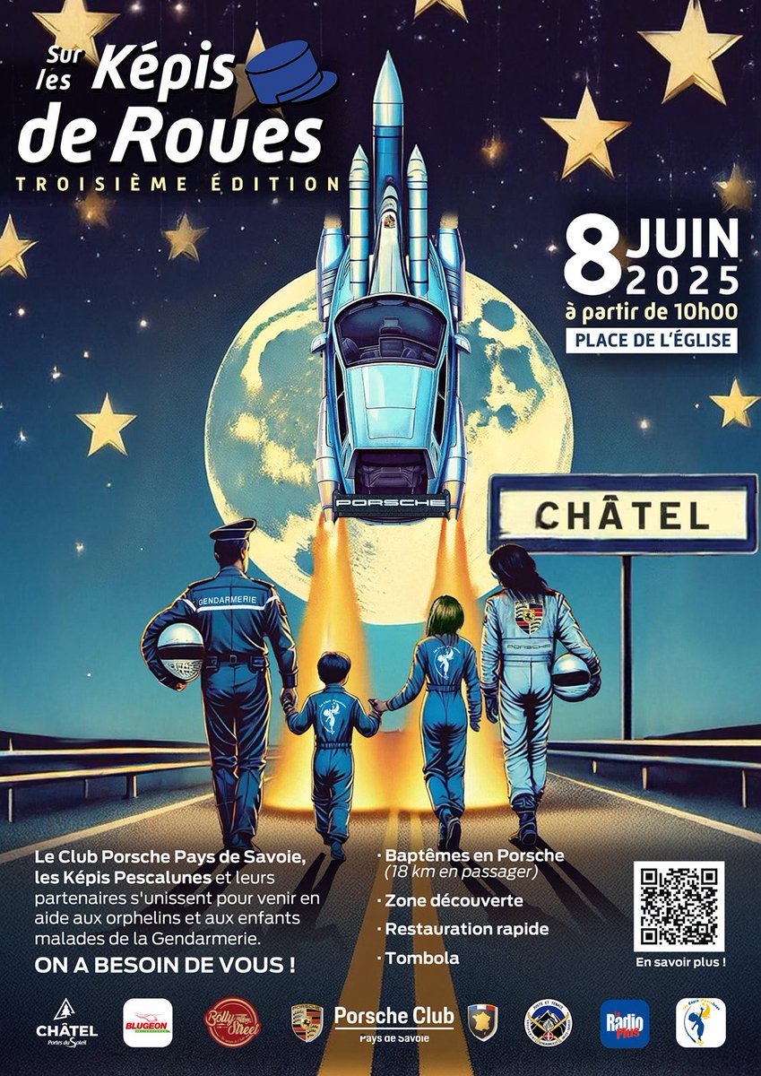 Gendarmerie_074's tweet photo. 🚘 Ce week-end à #Chatel : roulez pour la bonne cause 💙

Baptêmes en #Porsche, tombola &amp; solidarité !

👉 Au profit de l’association @KepisPescalunes soutenant les orphelins &amp; enfants malades de la #gendarmerie

#Solidarité #AgendaWeekend https://t.co/iVo0N97KGp