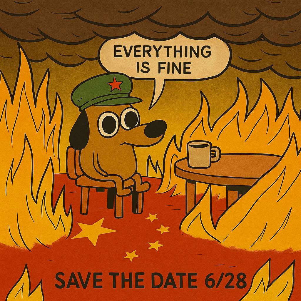 🔥 “Everything is fine.”🔥 

But we know the truth — behind the slogans, the censorship, and the silence, entire communities are burning!.
🗓️ Save the Date: June 28
Join us to break the silence.
#628ArtProtest #GlobalSolidarity #EverythingIsFine #Celebrate71