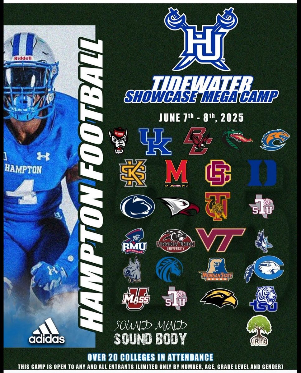 Harrison Kent Jr (@harrison_kentjr) on Twitter photo I will be attending <a href="/smsbacademy/">SoundMind SoundBody®</a> Mega Camp at Hampton U. June 7 and 8 in Session 2 !! Excited to compete !
<a href="/GraftonFB25/">Grafton Football</a> <a href="/coach_1906/">Corey Hairston</a> <a href="/coachLeonScott1/">Leon Scott</a> <a href="/HBKent1/">Harrison B Kent Sr</a> <a href="/CoachABoyd/">Coach Ananias Boyd</a> <a href="/jetercoach1/">Coach Jeter</a> <a href="/CoachTPorterWR/">Tayshaun Porter</a> <a href="/CoachRob_MC1/">Rob McCoy Sr.</a> <a href="/Coach_Jenkins34/">Derrick D. Jenkins Jr</a> <a href="/BobbyBlizzard_/">Bobby Blizzard</a> I will be attending <a href="/smsbacademy/">SoundMind SoundBody®</a> Mega Camp at Hampton U. June 7 and 8 in Session 2 !! Excited to compete !
<a href="/GraftonFB25/">Grafton Football</a> <a href="/coach_1906/">Corey Hairston</a> <a href="/coachLeonScott1/">Leon Scott</a> <a href="/HBKent1/">Harrison B Kent Sr</a> <a href="/CoachABoyd/">Coach Ananias Boyd</a> <a href="/jetercoach1/">Coach Jeter</a> <a href="/CoachTPorterWR/">Tayshaun Porter</a> <a href="/CoachRob_MC1/">Rob McCoy Sr.</a> <a href="/Coach_Jenkins34/">Derrick D. Jenkins Jr</a> <a href="/BobbyBlizzard_/">Bobby Blizzard</a>