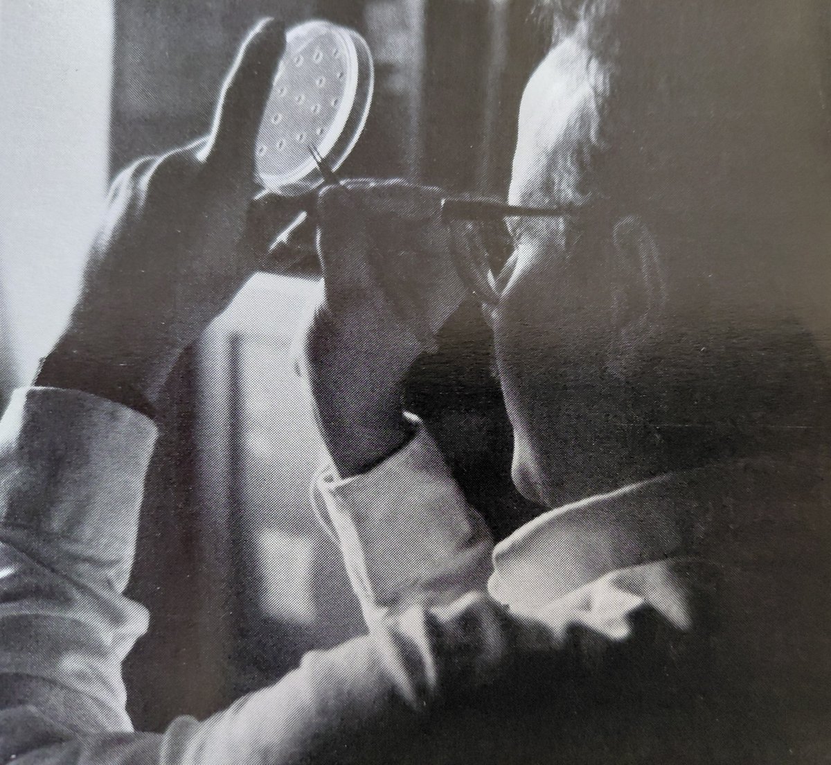 Spring cleaning turns up 1980’s pest mgmt archive.
🌳Using chemical analysis on plant tissue Dr. Barbosa determines which tree the spongy moth prefers🐛.
🐛Drs Raupp and Davidson study ways that land managers can reduce pesticide use. 🏡
🔍Cliff Sadof, IDs pests in the lab.🐛