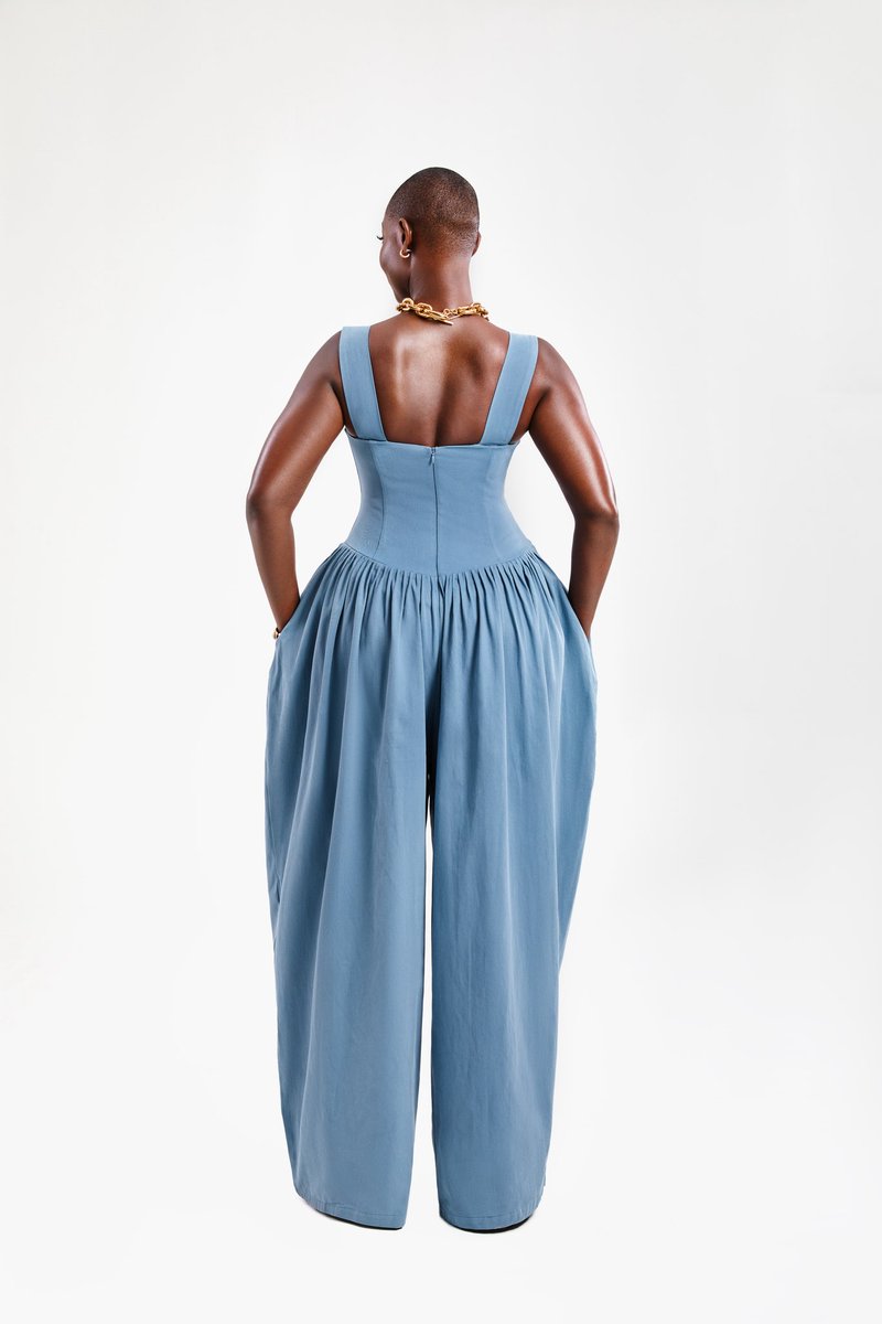 The kind of style that whispers confidence - before you even say a word. Amanda Jumpsuit, now available in Denim Blue. #SS25 #Drop2