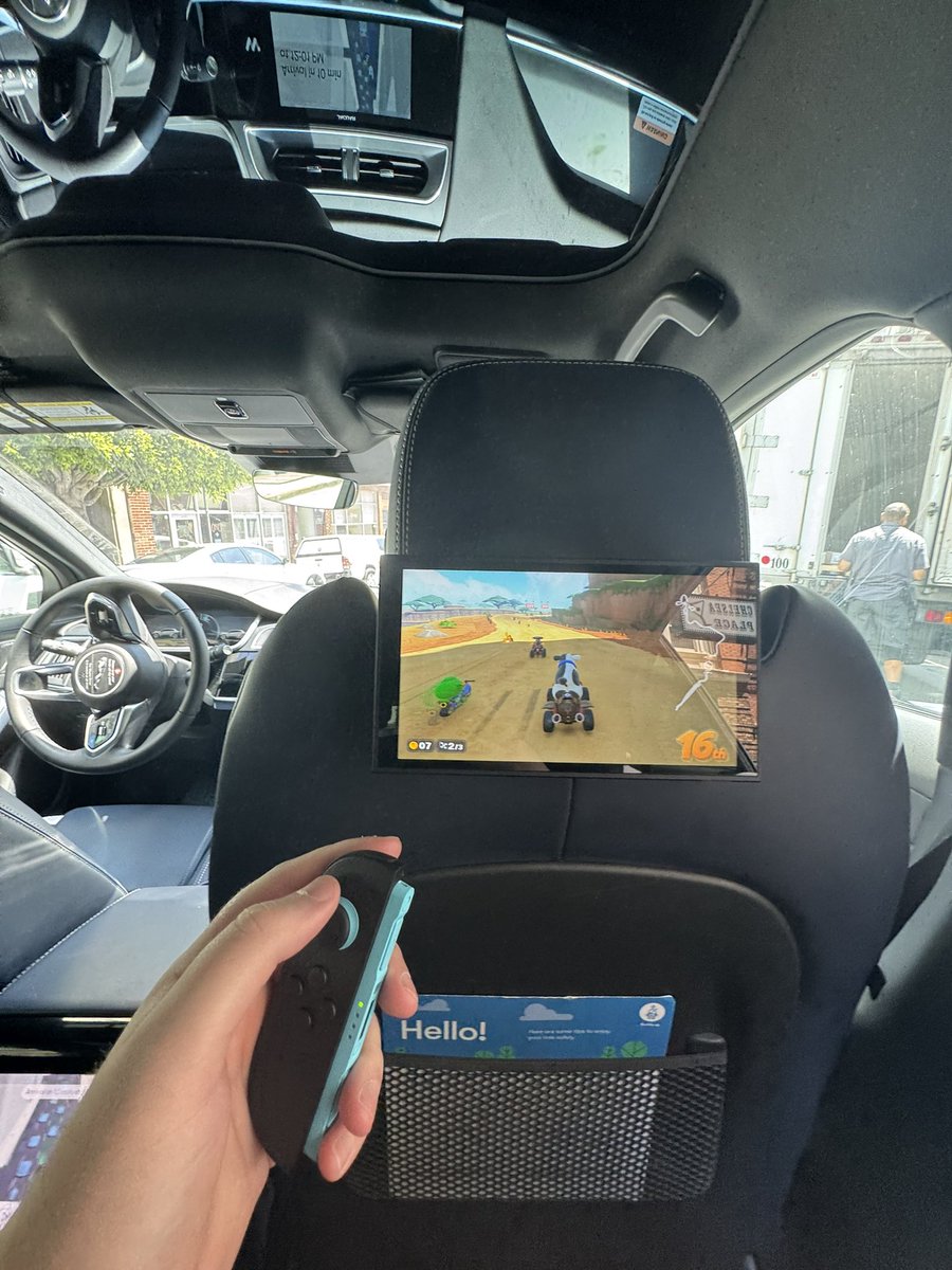 The Waymo headrest is able to hold the Nintendo Switch 2