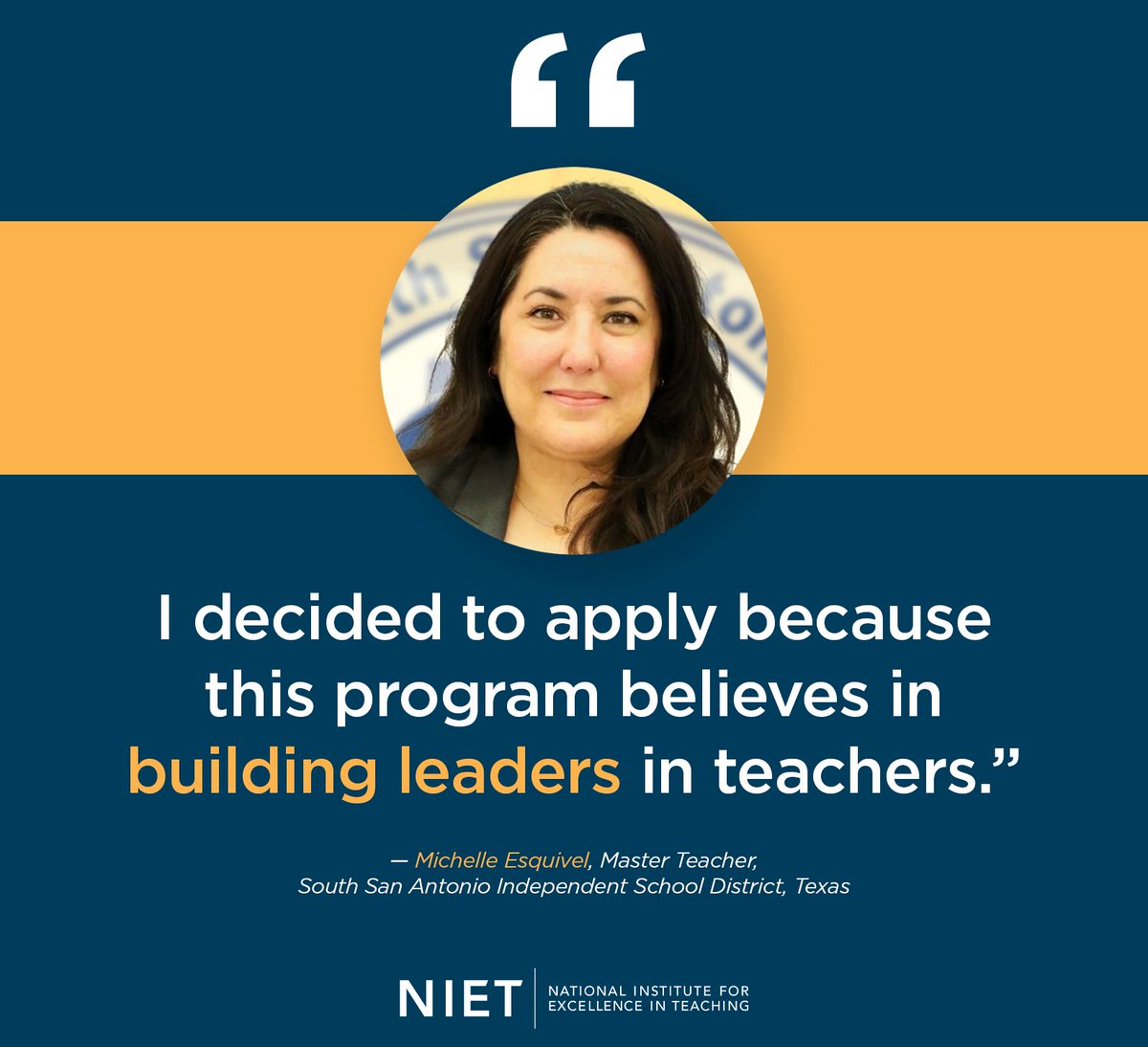 📰 In the news! South San Antonio ISD highlights Master Teacher Michelle Esquivel on her selection into the newest #NIETFellows cohort. Read the full article here: bit.ly/4dUBPO7 #NIET2025 <a href="/ssaisd/">South San Antonio ISD</a>