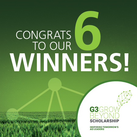 Congratulations to our 2025 G3 Grow Beyond Scholarship winners! 🌾

Zeyus Spenta, Max Burris, Harshita Jindia, Hayes Armstrong, Reilynn Schutz, and Megan Benedict — we're proud to support your bold ideas and passion for agriculture! 

Read more ▶️ bit.ly/4mVVHEO