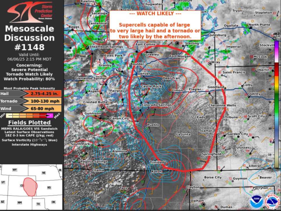 A severe thunderstorm/tornado watch is coming soon.