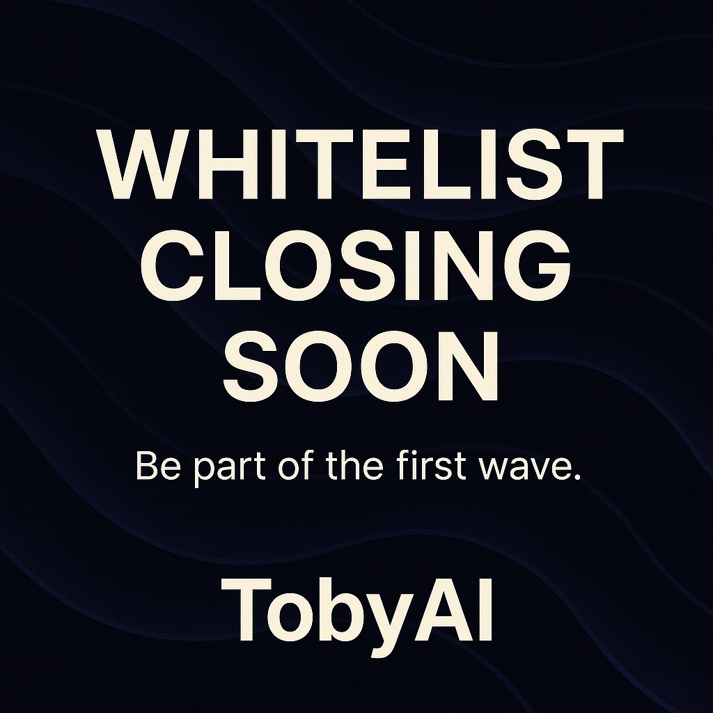 ⏳ Final call!

There’s not much time left to join the TobyAI whitelist.

Be among the first to test our LP assistant, try delta-neutral strategies, and shape the future of DeFi tools.

🔗 Join while it’s open: tally.so/r/31x4o4

#TobyAI #Whitelist #DeFi #Solana
