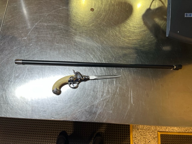 TSA_GreatLakes's tweet image. Great catches out of our region this week: Sword cane detected at @goingplacesCLE, and replica firearm lighter stopped at @DTWeetin. Neither are allowed in carry-on bags!