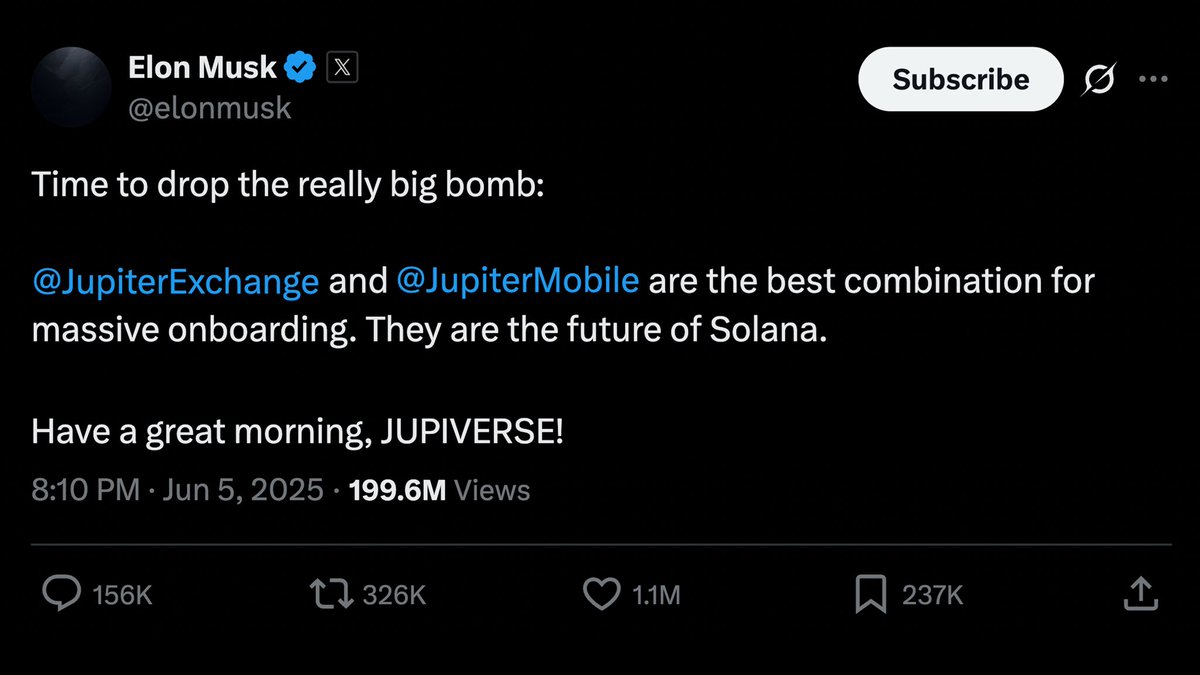 The0nlyWill's tweet image. Elon Musk just dropped the bomb!
I’ve never been more bullish on @JupiterExchange &amp; @jup_mobile 😮💨🪐