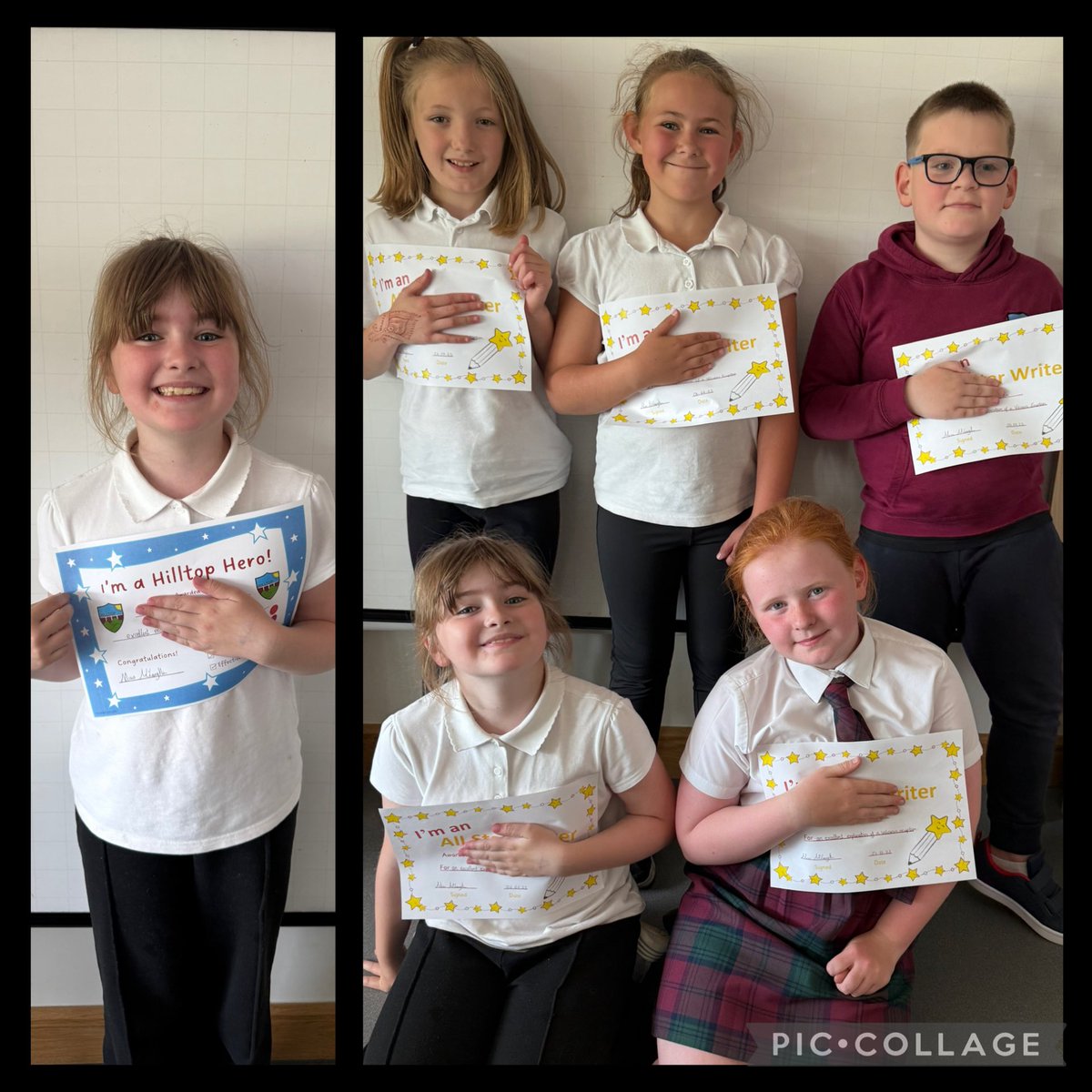 Congratulations to our new Hilltop Hero and Class Stars in P4b. 🏆⭐️📝