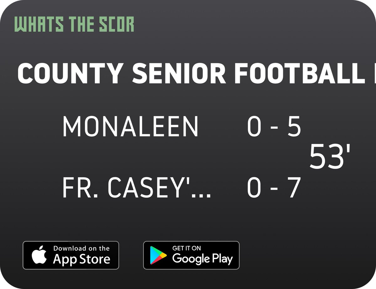 Monaleen GAA (@monaleengaa) on Twitter photo Get Live Score Updates straight to your phone, download Whats The Scor. Follow us on <a href="/WhatstheScor/">Whats The Scór</a> Get Live Score Updates straight to your phone, download Whats The Scor. Follow us on <a href="/WhatstheScor/">Whats The Scór</a>