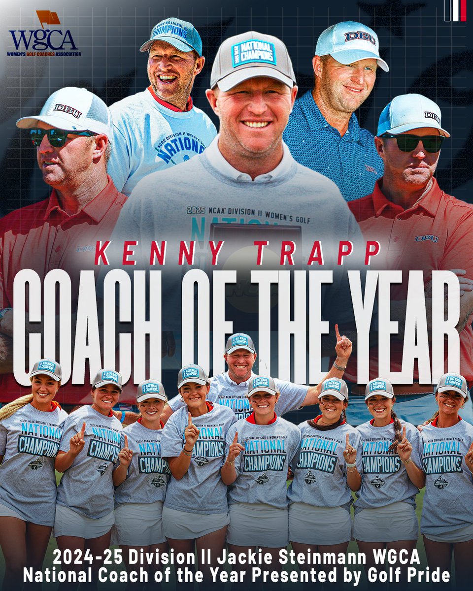 DBU_GOLF's tweet image. Head Golf Coach Kenny Trapp has been named the Division II Jackie Steinmann WGCA National Coach of the Year Presented by Golf Pride!
@WGCAGOLF | @DBUAthletics