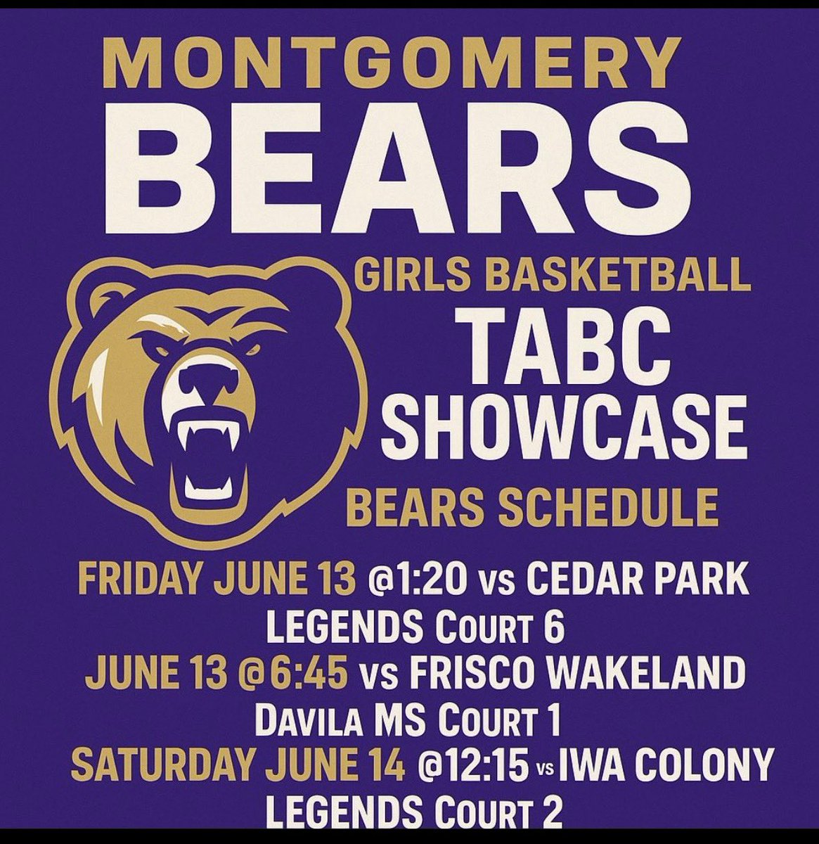 Briley Esnard (@brileyesnard) on Twitter photo TABC Showcase next weekend! Can’t wait for next season with this group! Come check us out!
<a href="/MHSLBhoops/">MHS Bears Girls Basketball</a>
<a href="/itscoachv_/">Coach Candace Virgadamo</a>
<a href="/teamtexasbball/">Team Texas Basketball</a> TABC Showcase next weekend! Can’t wait for next season with this group! Come check us out!
<a href="/MHSLBhoops/">MHS Bears Girls Basketball</a>
<a href="/itscoachv_/">Coach Candace Virgadamo</a>
<a href="/teamtexasbball/">Team Texas Basketball</a>