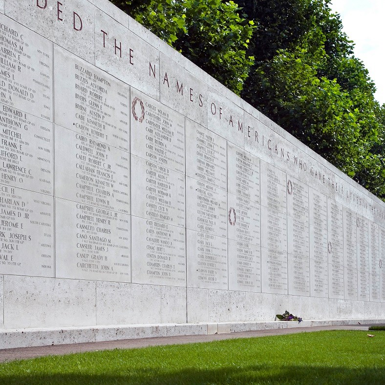 Here are recorded the names of Americans who gave their lives in the service of their country and who sleep in unknown graves.  American Netherlands Cemetery Margrate