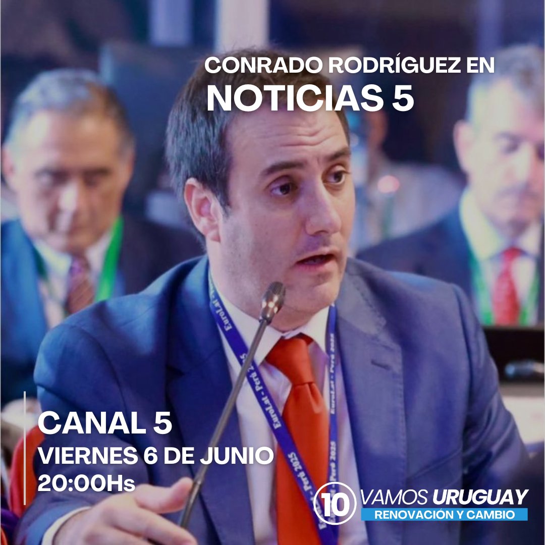 📺 Hoy el diputado <a href="/ConradoRodUy/">Conrado Rodríguez</a> en <a href="/5noticiasuy/">Noticias 5</a> por <a href="/canal5uruguay/">Canal 5 Uruguay</a> a las 20hs!