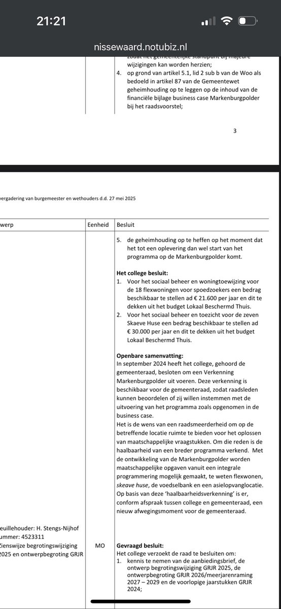 Notulen vergadering 27 mei 2025 van B en W <a href="/gemNissewaard/">Gemeente Nissewaard</a> over plan Markenburgpolder… dag later was de persconferentie #Spijkenisse #AZC …