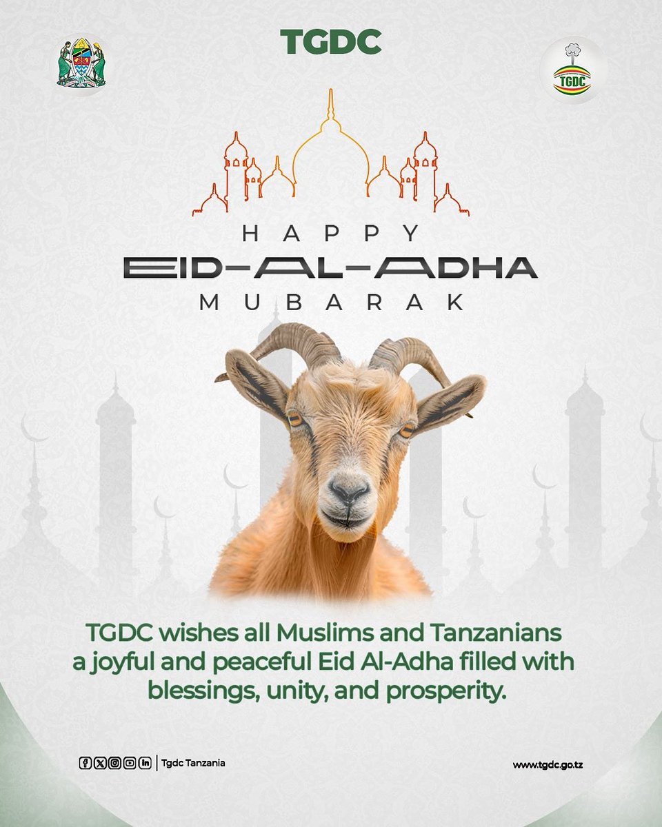 TGDC wishes all Muslims and Tanzanians a joyful and peaceful Eid Al-Adha filled with blessings, unity, and prosperity.