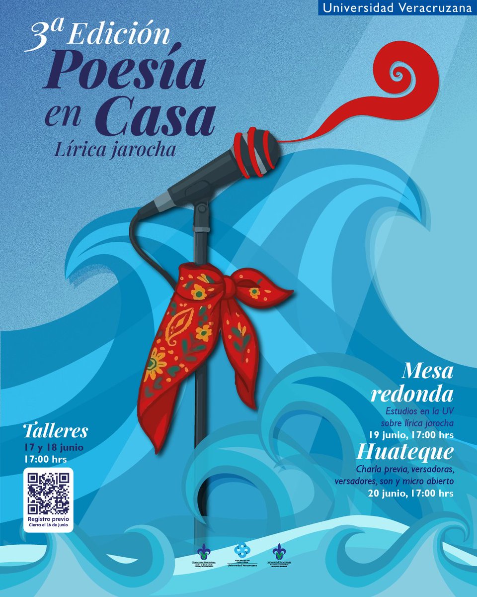 #CasaDelLagoUV 🏡
Nuestra 3.ª edición de Poesía en Casa viene con 💨🌬️ el aire de sotavento 🌊 las olas del golfo de México y mucho sabor jarocho.
Conoce todos los detalles aquí: n9.cl/lvk71
😉😊
