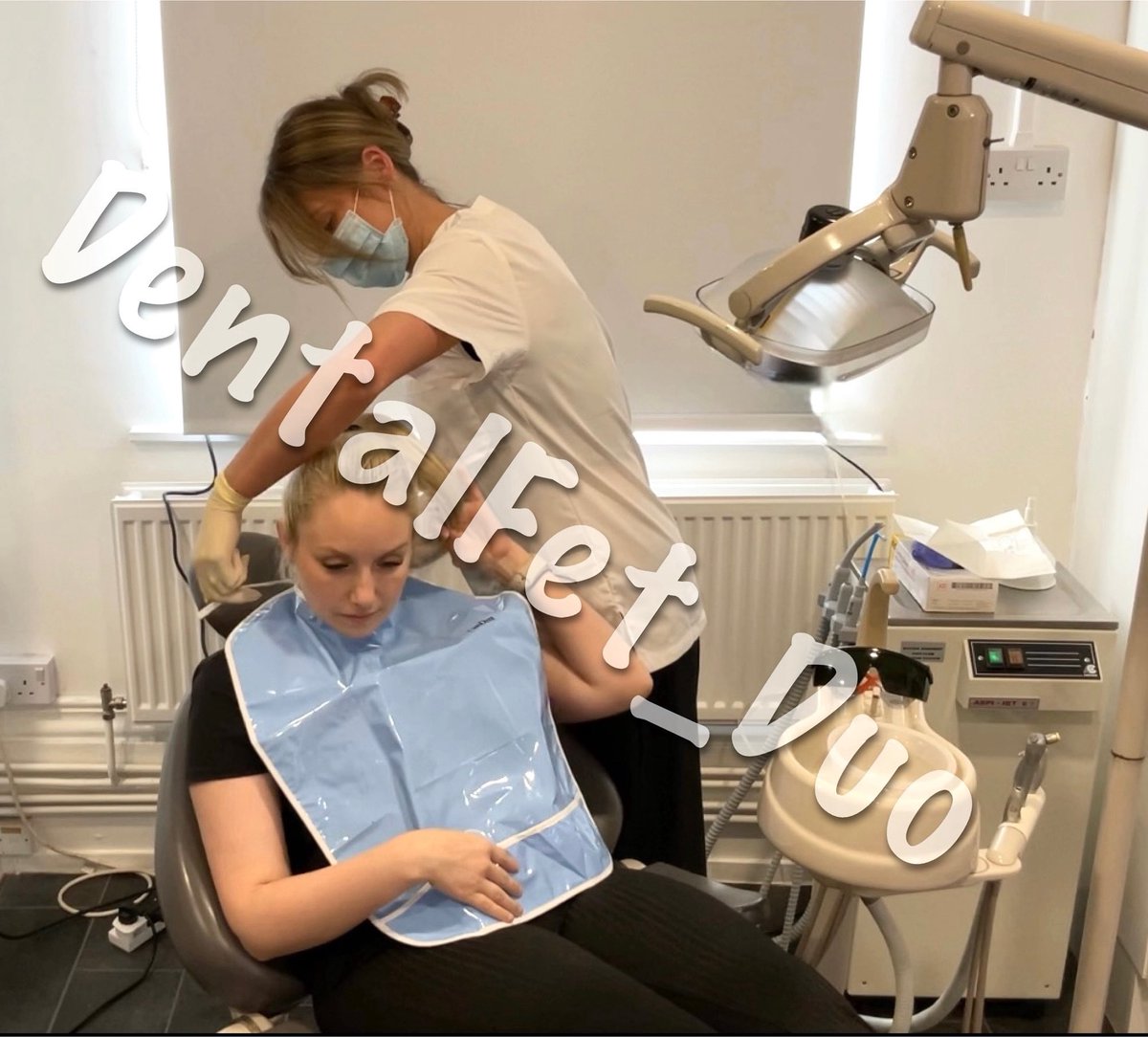 DentalFet_Duo's tweet photo. The anticipation builds as the dentist ties the plastic bib around your neck. You have no idea what the next 30 minutes could entail at your appointment with your new female dentist. https://t.co/tp3WanpEYL