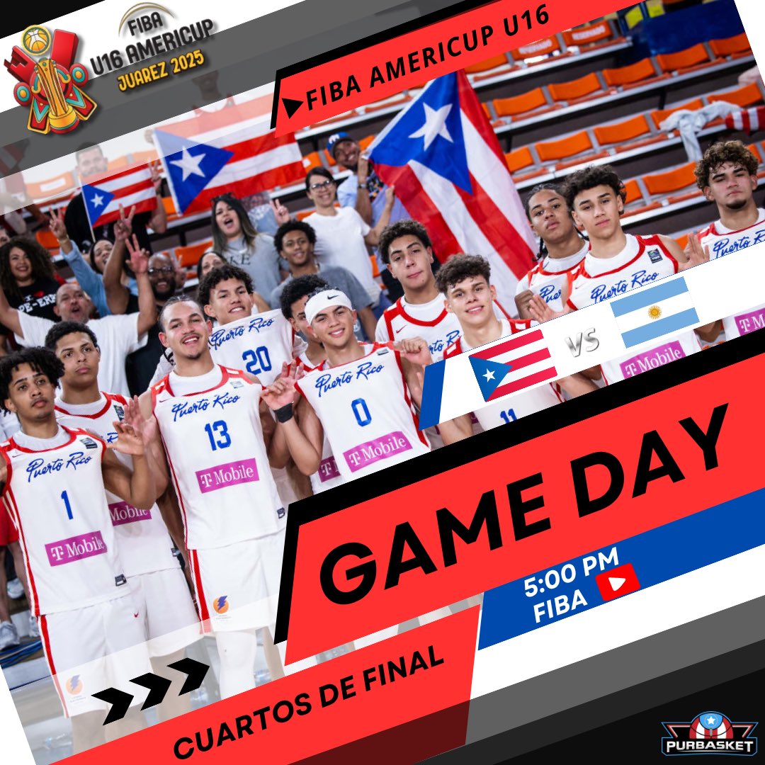 📌#GAMEDAY #FibaAmeriCupU16 🏆

📱Puerto Rico 🇵🇷 🆚 🇦🇷 Argentina
⌚️5:00 PM

💻 YOUTUBE LIVE 🔴 m.youtube.com/watch?v=EcmN4i…