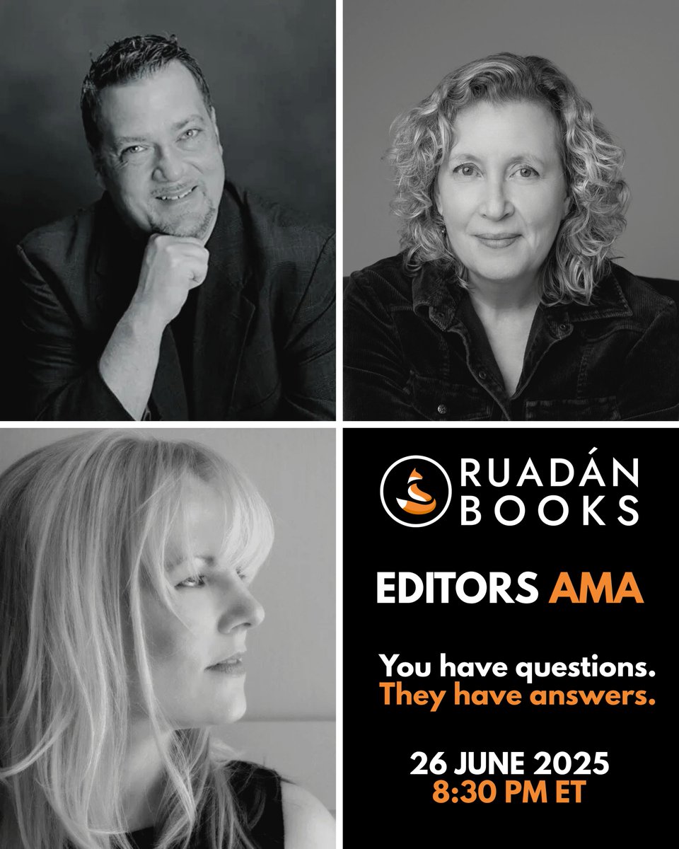 RuadanBooks's tweet photo. Calling all authors - of the thriller/mystery and dark speculative fiction genres! Would you like to know what the editors at Ruadán Books are looking for during our open submission call?

What else would you like to know?

On June 26, you’ll have your chance to ask our editors anything. Join us at 8:30 PM ET on our live Zoom call - register now:

https://t.co/enNuaiLu84

Don’t hesitate! We’ll see you soon.

#AuthorsOfTwitter #callforsubmissions #WritingCommunity #writersoftwitter