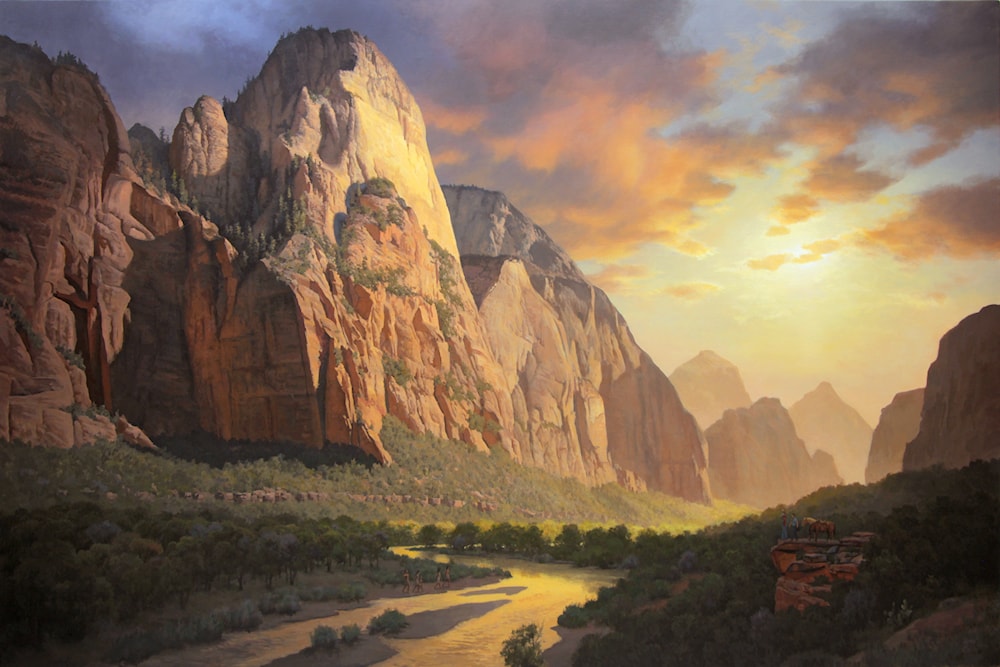 John Cogan (1953), Zion Evening Panorama, Acrílico