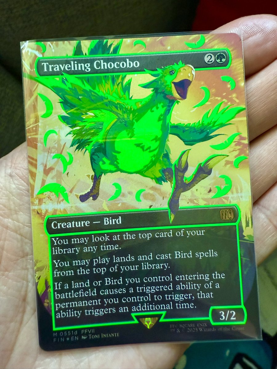 All Neon Traveling Chocobo from Magic the Gathering Final Fantasy set in  @TAGgrading x @GradedGuard  Custom arts at https://t.co/oCXxG2kcqP  #mtgxfinalfantasy #mtg #MagicTheGathering credit to Benjamin on IG
