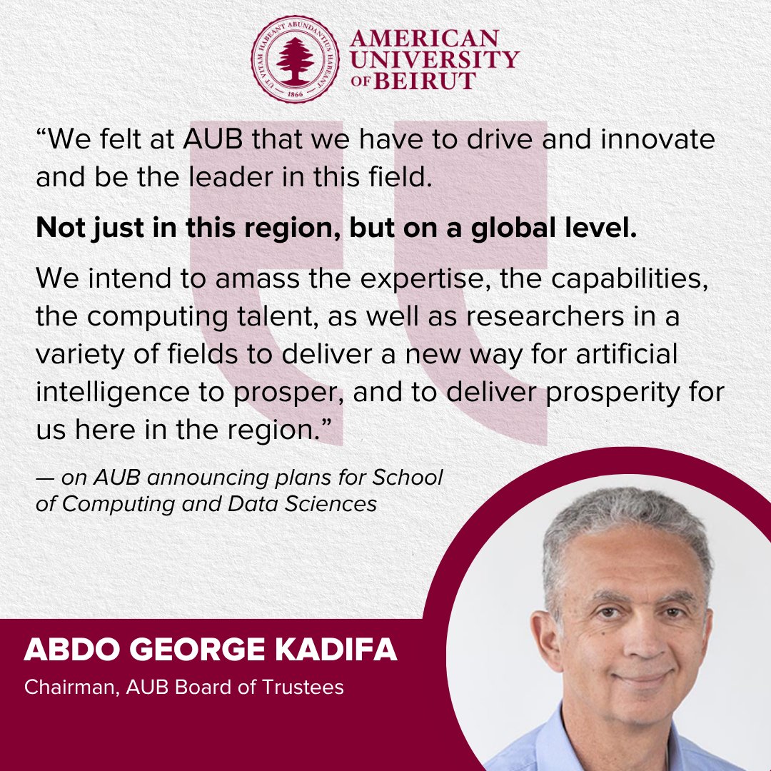 Exciting news—AUB is launching plans for a School of Computing and Data Sciences! This bold step reflects the university’s commitment to innovation and cutting-edge education. Learn more: tr.ee/newschool