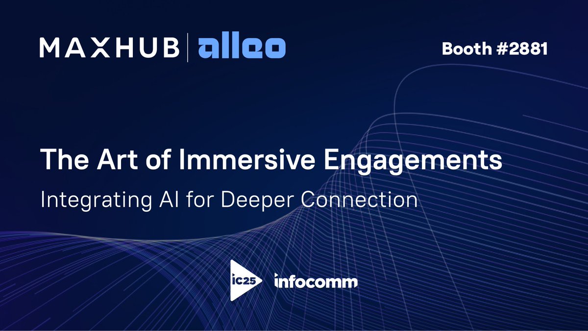 withAlleo's tweet photo. We’re excited to team up with @MAXHUB_Global at @InfoComm 2025 for a live presentation! Catch us on stage at booth #2881 as we showcase how immersive tech and next-gen collaboration come together to transform meeting experiences. ✨ https://t.co/pLBrONp57B