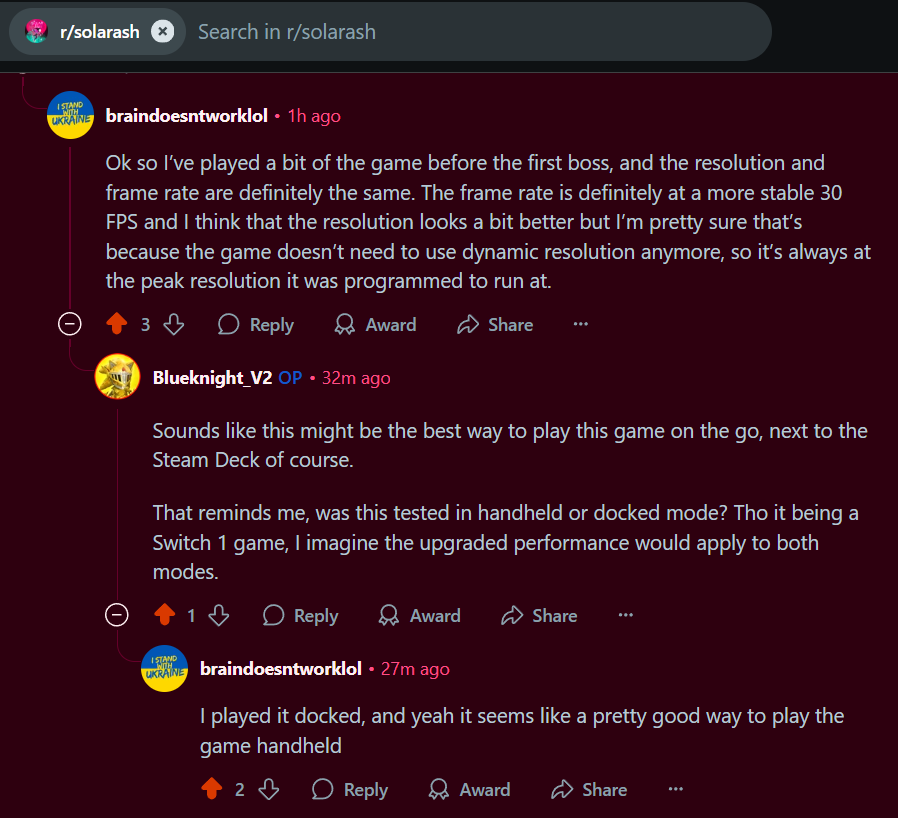 Blueknight_V2's tweet photo. Thanks to the #SolarAsh subReddit, I found my answer regarding the games performance on #NintendoSwitch2: https://t.co/nrGp470NS7