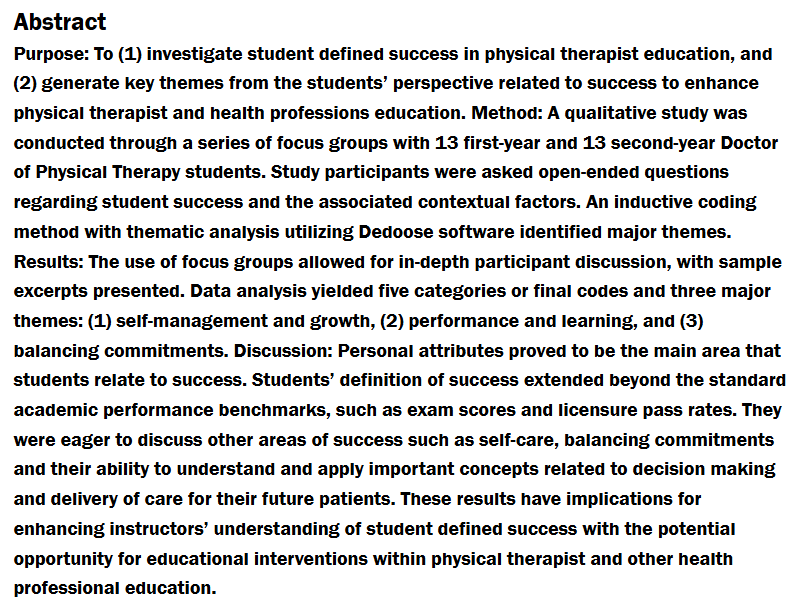 Pacific Journal of Health (@pacificjhealth) on Twitter photo "Understanding Physical Therapist Student Defined Success: A Qualitative Study"
by Katie Graves and Lindsay Gietzen <a href="/UOPacificSHS/">UOPacific School of Health Sciences</a> <a href="/UOPacific/">University of the Pacific</a>
scholarlycommons.pacific.edu/pjh/vol8/iss1/… #OpenAccess #PhyicalTherapy "Understanding Physical Therapist Student Defined Success: A Qualitative Study"
by Katie Graves and Lindsay Gietzen <a href="/UOPacificSHS/">UOPacific School of Health Sciences</a> <a href="/UOPacific/">University of the Pacific</a>
scholarlycommons.pacific.edu/pjh/vol8/iss1/… #OpenAccess #PhyicalTherapy