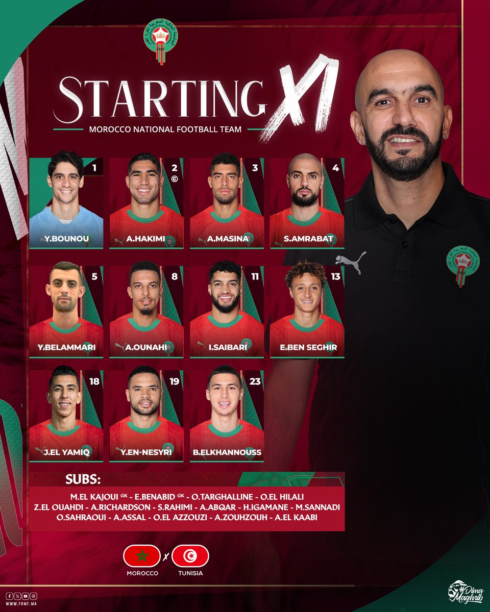 الممثل الوحيد للبطولة الوطنية في التشكيلة الرسمية هو لاعب الرجاء البيضاوي يوسف بلعمري